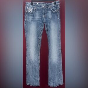 Miss Me blinged Light Blue Bootcut Jeans